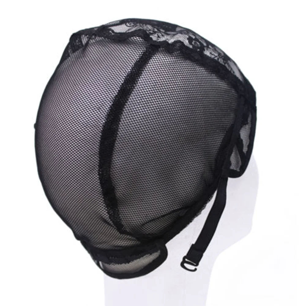 Lace black Wig Cap Hair Net For Making Wigs Hair adjustable Straps Stretch Weaving Mesh Ladies Elastic hairnets Full size Lace black Wig Cap Hair Net For Making Wigs Hair adjustable Straps Stretch Weaving Mesh Ladies Elastic hairnets Full size
