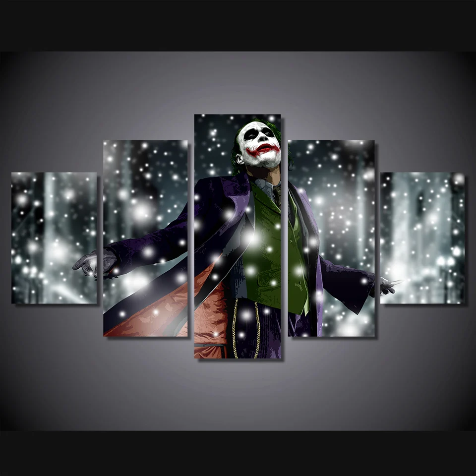 5 Pcs/Set Framed HD Printed The Movie Batman Joker Art Picture Wall Art Canvas Print Room Decor
