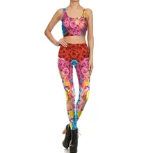 Боди для косплея с цветочным принтом розы для фитнеса для женщин, 2 шт., комплекты для йоги, спортивный костюм-жилет, тренировочный Тонкий комплект для упражнений, одежда для фитнеса, клуба