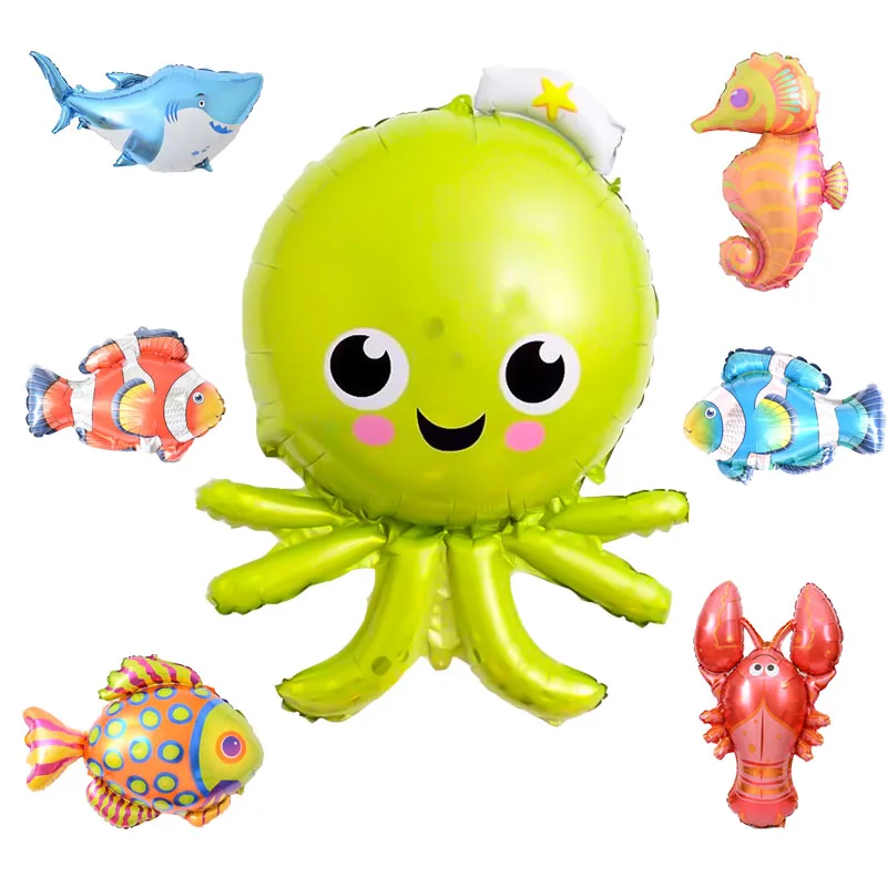 7pcs/lot Large Marine Animal Balloons Foil mini Fish Balloon Birthday