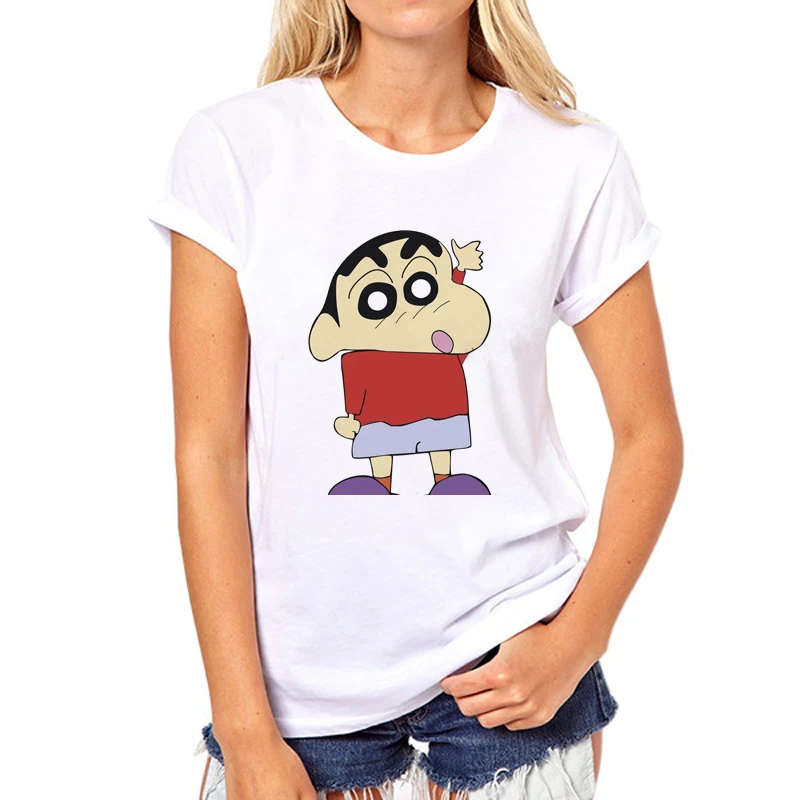 New Funny printing T-shirt Women Cute Crayon Shin Chan Cartoon Girl Short Sleeve Summer Fashion Clothing Funny tops tees