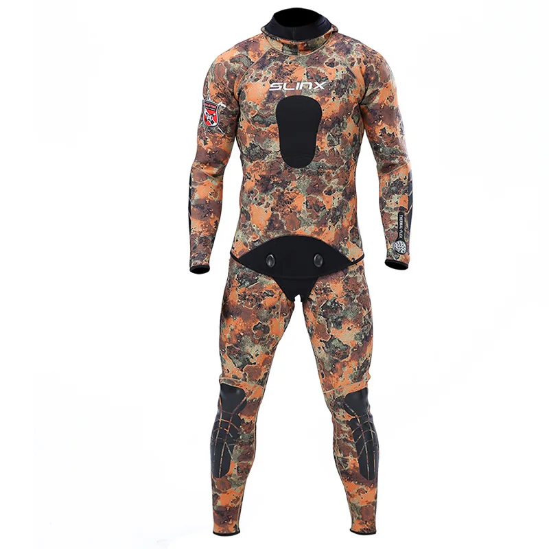 SLINX для мужчин Профессиональный 3 мм неопрен Дайвинг костюм подводной охоты костюмы с капюшоном полугерметичный из двух частей джунгли жилет брюки гидрокостюмы
