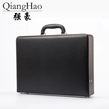 

Luxury Leather Mens Attach Briefcase Expandable Laptop Case Password Multifunctional Toolbox Fashion Suitcase Black Hot