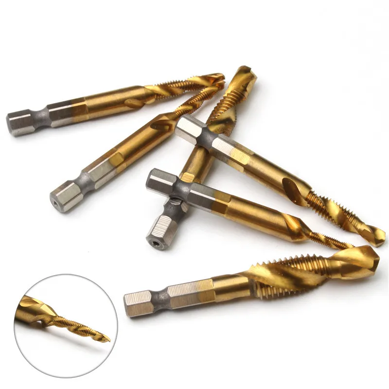 6pcs/set M3m10 Spiral Pointed Taps Hss Tapping Thread Forming Tap