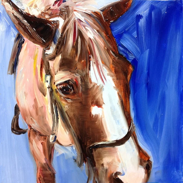 

Hand-painted High Quality Abstract Horse Head Painting On Canvas Funny Animal Modern Oil Painting for Living Room Decorative Art