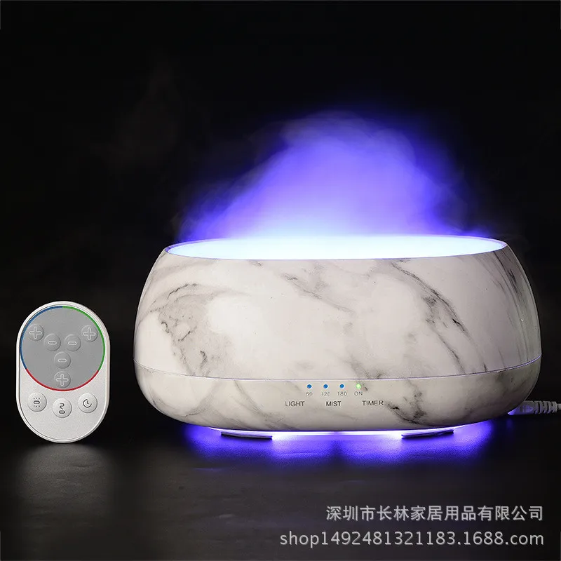 

New Updated Wooden Type Mist Maker Big Mist Remote Control Humidifier 500ML Capacity 7 Colors Night Light Aroma Diffuser