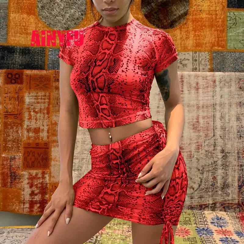 

Printed Summer Two Piece Set Dress New Lace Up Pleated Bodycon Bandage Dress Women Short Sleeve Beach Holiday Dress A648