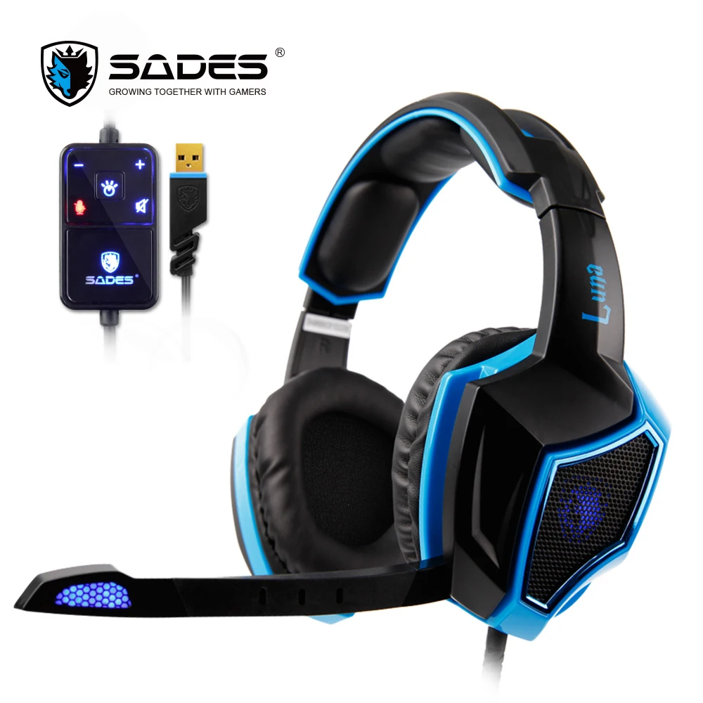 Наушники SADES LUNA Virtual 7 1 с объемным звуком игровая гарнитура USB разъемом наушники