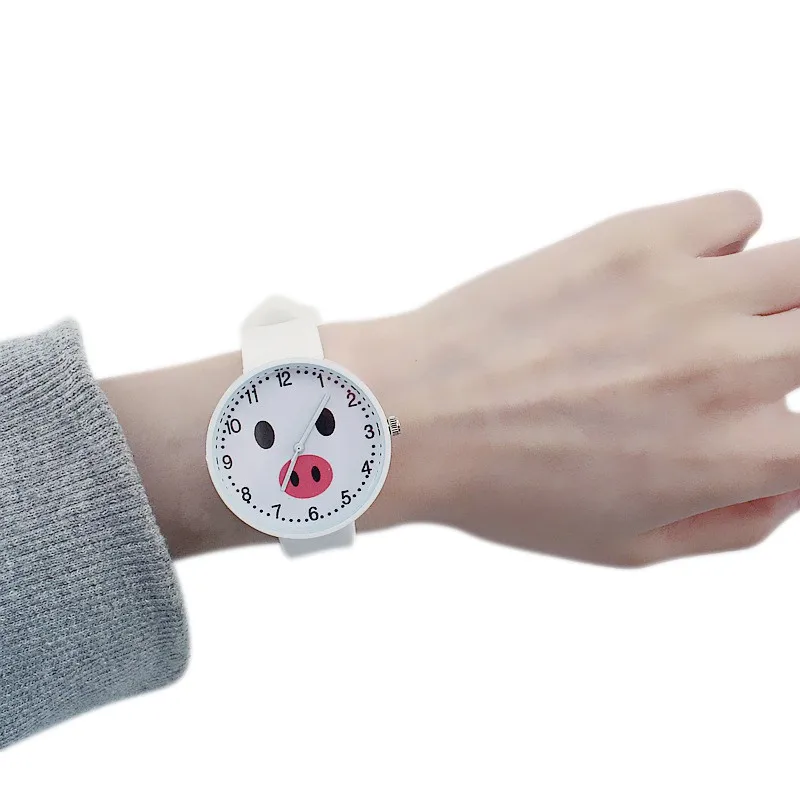 Высокое качество модные силикона студент часы девушки часы детей наручные часы мультфильм Дети Кварцевые часы Карамельный цвет