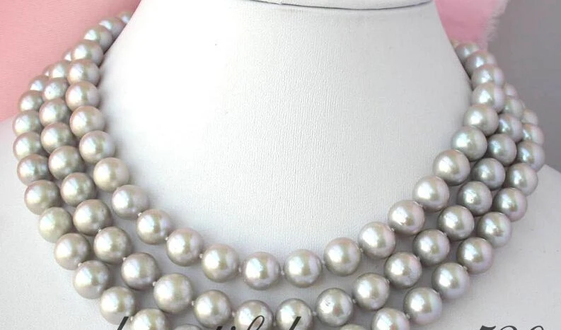 

fast Z2343 AAA long 48" 11mm round gray freshwater pearl necklace (A0329)