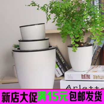 

Lazy automatic watering resin plastic imitation ceramic white flower pot
