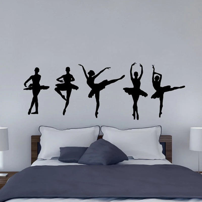 Балерина танцовщицы наклейки на стену Девочки Спальня Гостиная Наклейка на стену в детскую виниловую Декор Съемный художественный стикер Фреска L251