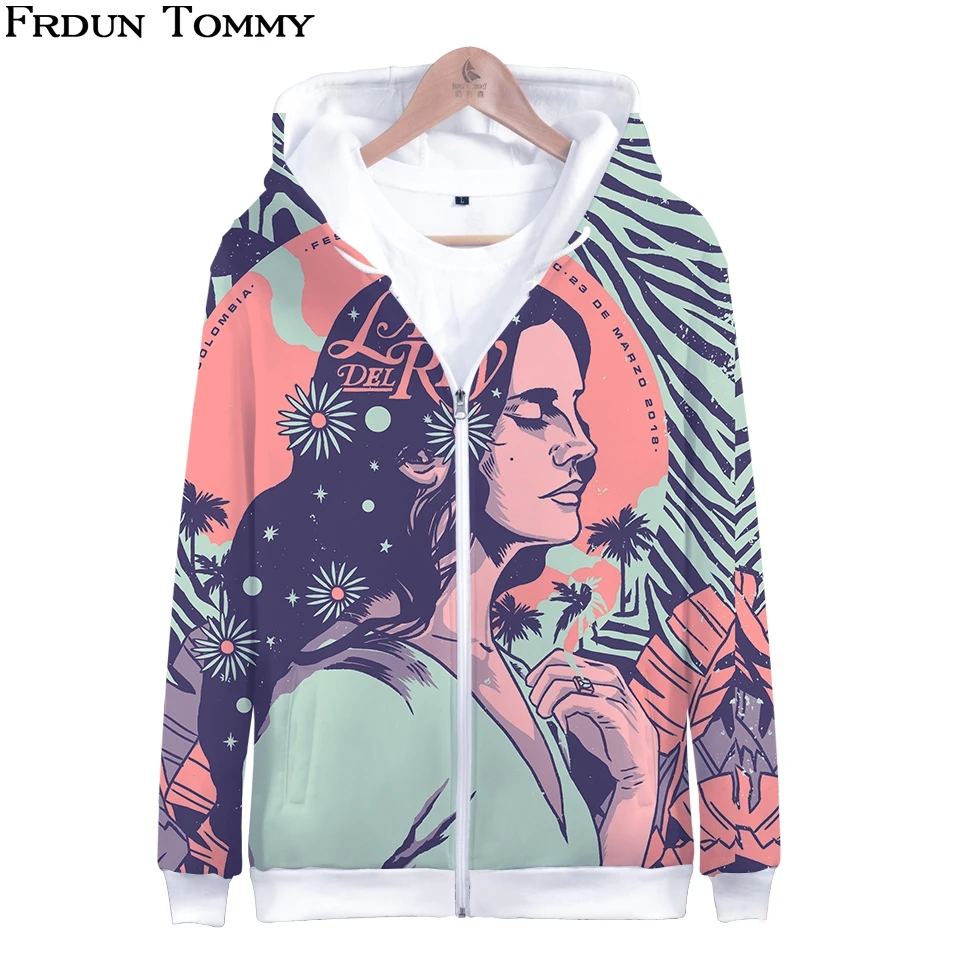 

Frdun Tommy 3D Lana Del Rey Zipper Hoodies Casual 2018 New Arrival Kpop Winter/Autumn Unisex Cloth Long Sleeve Soft Sweatshirts