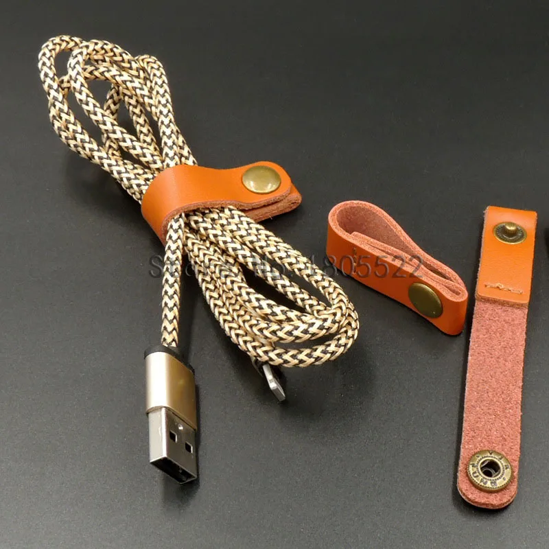 

10PCS Genuine Leather Buckle Cable Winder Cable Wire Organizer Headphone Cord Holder For iphone samsung USB Charger Data Lines