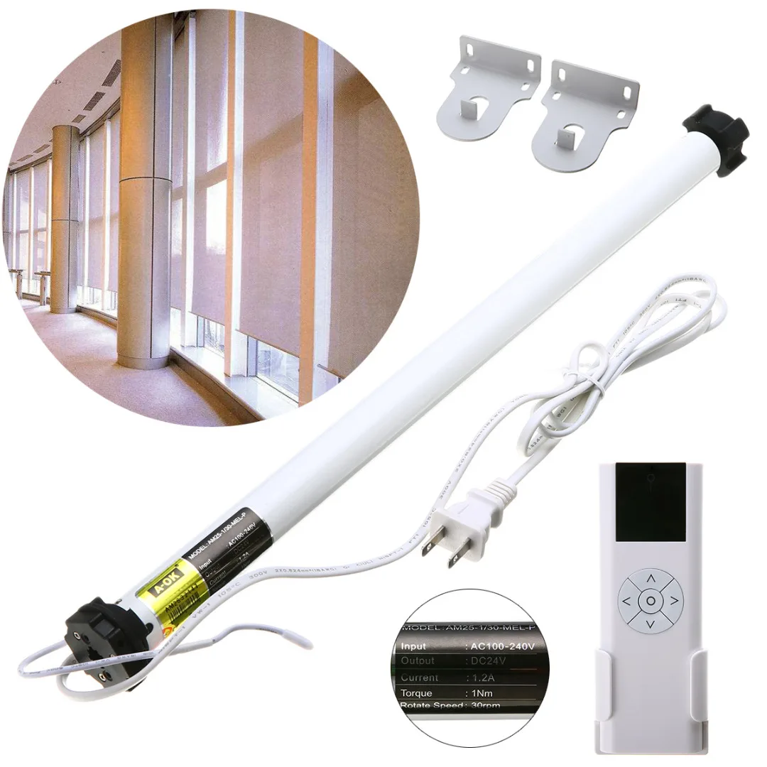 AC 100-240V Electric Roller Shade Tubular Motor with Remote Control Home Decoration for Curtain Shade Roller Blinds Mayitr