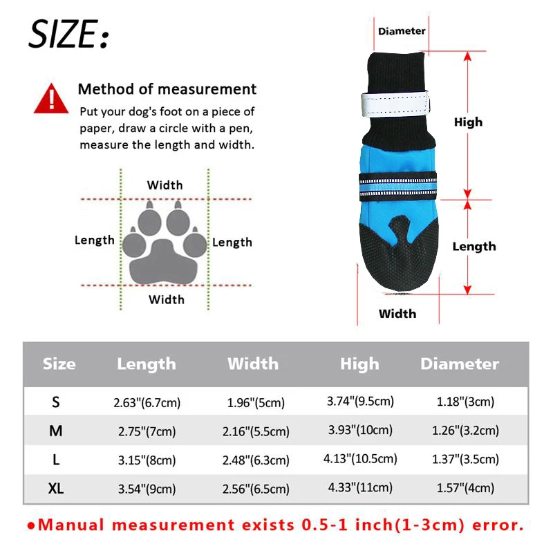 4 шт. теплые ботинки для больших собак зимние Светоотражающие Водонепроницаемые ботинки для собак нескользящие носки для средних и больших собак в помещении и на открытом воздухе