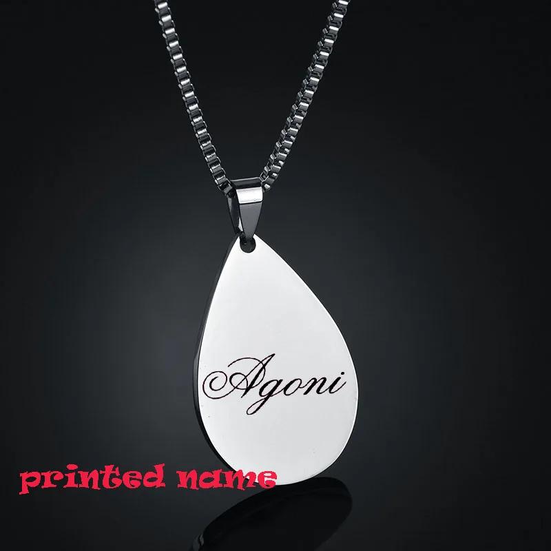 

Personalised Gift 316L Stainless Steel Custom Personalized Name Photo 3 Color Water Drop Pendant Necklace Customized Necklace