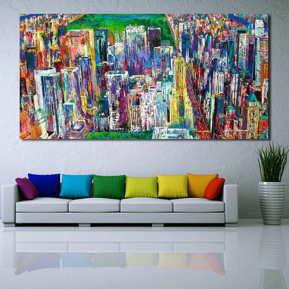 QC992-LEROY NEIMAN (American 1921-2012) Manhattan Panorama-1
