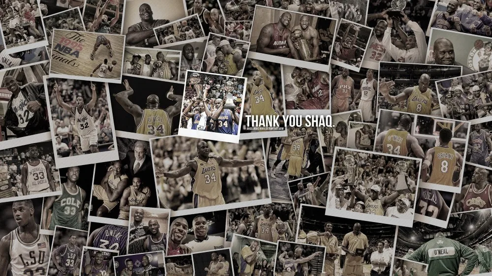

Free Shipping ! Custom Thank You SHAQ Classic Photo Wallpaper Stylish Basketball Poster Black /white Canvas Wall_Sticker PN-212