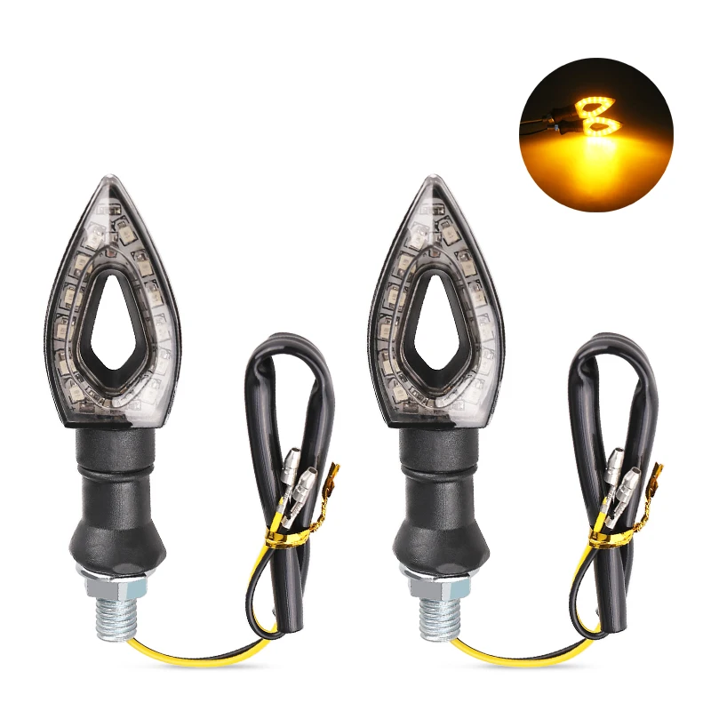 2pcs Waterproof Motorcycle Led Turn Signal Indicators 12 Leds Amber