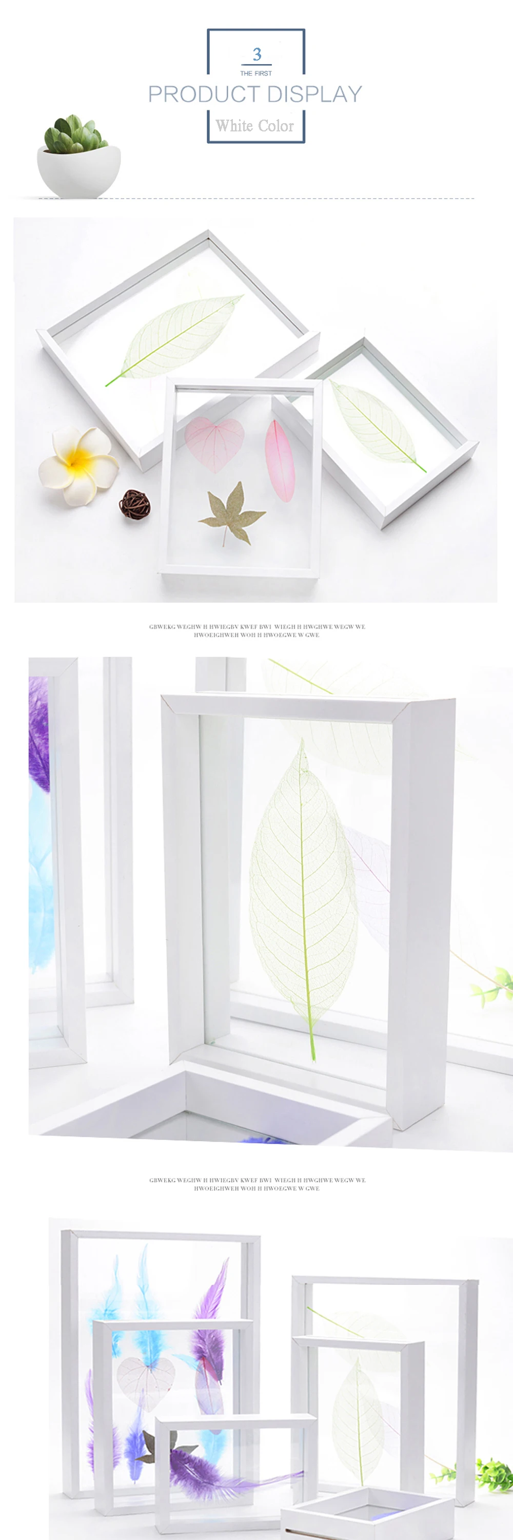 Modern Art Creative Plant Glass Butterfly Specimen Frame Double-sided Photo Frame 5 inch 7 inch 8 inch 10 inch For Home Decor