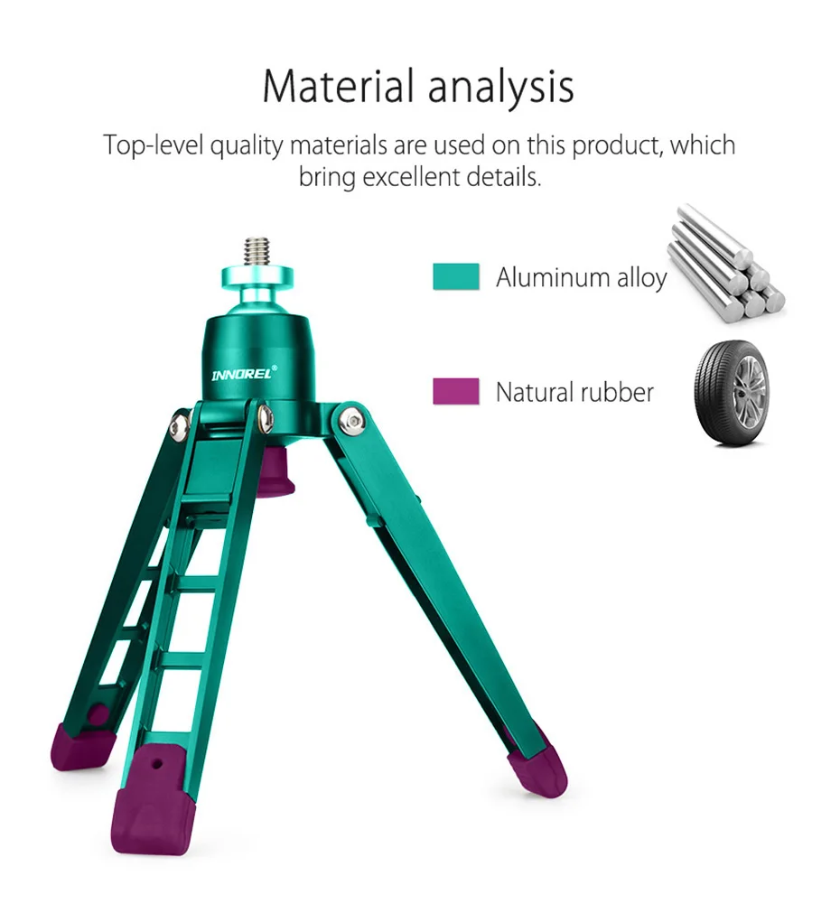 INNOREL PW50 цельнометаллический мини настольный штатив с поддержкой штатива для камеры монопод Гибкая подставка с шаровой головкой 3/" 1/4" адаптер