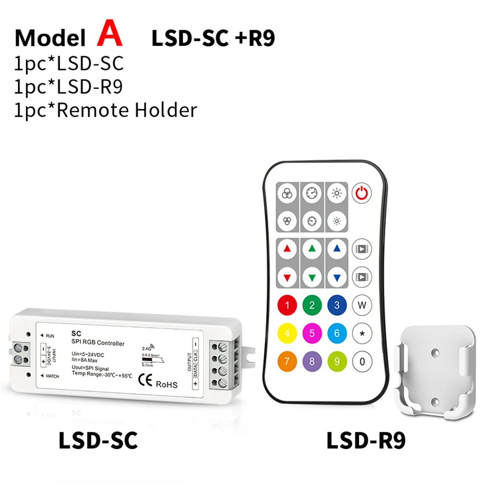 SC RF 2 4G SPI RGB LED контроллер + R9 27 клавишный пульт дистанционного управления для свет