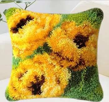 

Embroidery Pillowcase Latch Hook Tapestry Kit Pillow DIY Needlework Crochet Hook Pillows Flower Knitting Embroidery Handicrafts