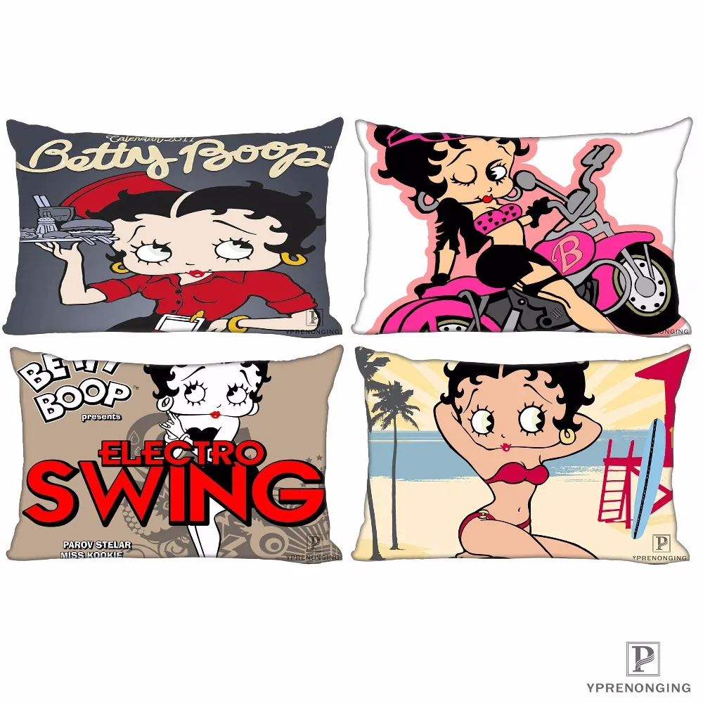 Пользовательские Betty Boop наволочка прямоугольник Наволочки на молнии 35x45,40x60 см(одна сторона печать) 180516-07