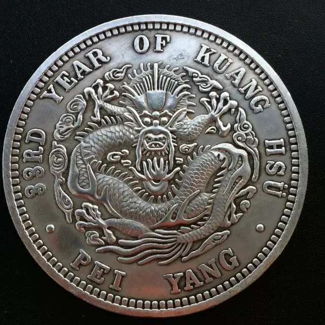 

Guangxu ingots Antique Coin Dragon Silver Dollar Coins 8.8cm Souvenir Home Decoration Gifts 10Yuan