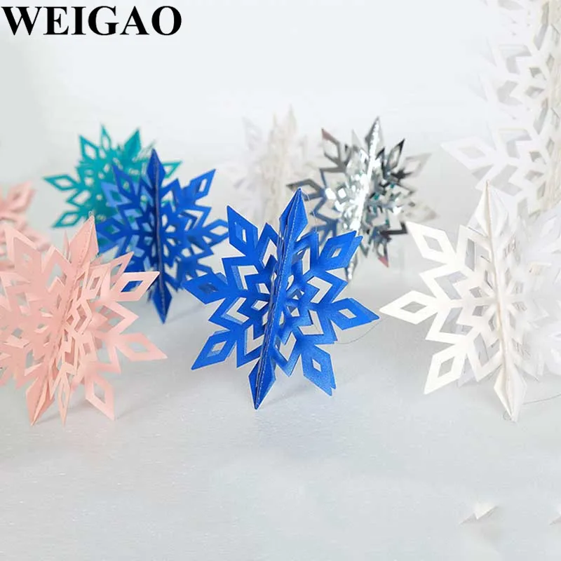 WEIGAO, 6 шт., 3D полые бумажные снежинки, Рождественское украшение, подвесные украшения на Рождество, Год, вечерние, замороженные товары