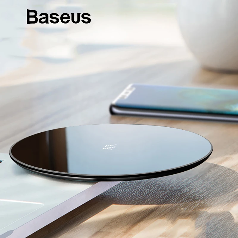 Baseus Thin 10W Wireless Charger Pad For HUAWEI Mate 20Pro Glass Panel with Fast Wireless Charging Function for iPhone Xs Max XR
