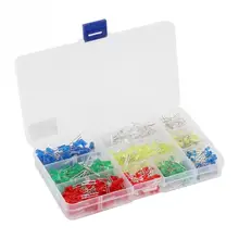 500 шт 3 мм 5 мм красный желтый белый зеленый синий ассортимент излучающий светодиодный набор диодов