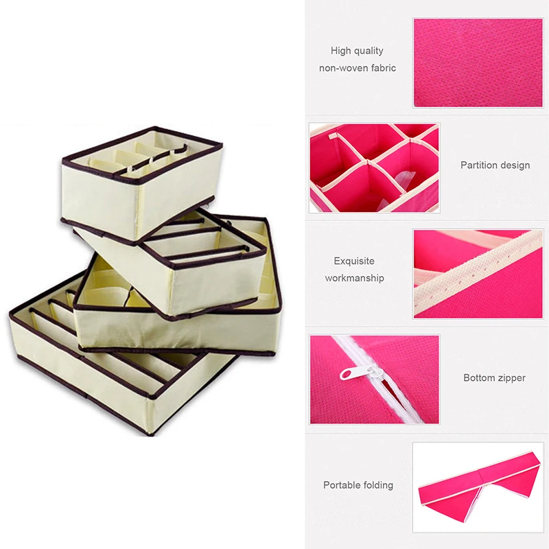 Four-piece Set Storage Box Underwear Clothing Bra Laundry Organizer Closet for Storage of Linen for Socks Creative Indoor Home