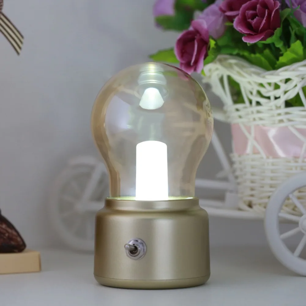 2017 New1Pc Metal Lever Switch Bulb Lamp Rechargeable Battery Night