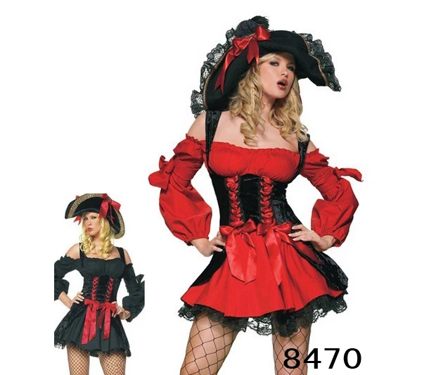 Nuevo Disfraz De Pirata Rojo Sexy Para Ropa De Mujer Halloween Con Sombrero Vestido De Fantasía Disfraces De Navidad Para Adultos Pirate Costume Costume For Womencostumes For Halloween Aliexpress