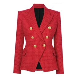 HIGH STREET Newest Runway 2021 A/W Designer Blazer Women's Double Breasted Metal Buttons Wool Coat Blazer Jacket HIGH STREET Newest Runway 2021 A/W Designer Blazer Women's Double Breasted Metal Buttons Wool Coat Blazer Jacket