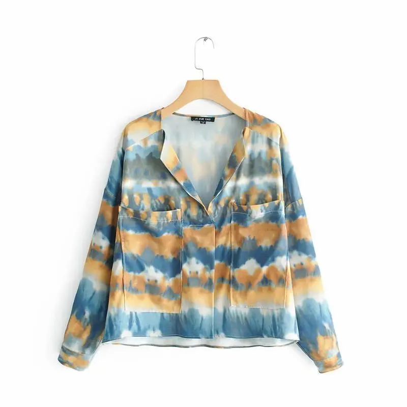 JXC40-9015 European and American Fashion Wind Printed Blouse