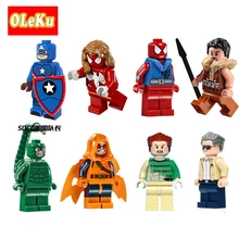 Single Sale Super Heroes Figures Bricks Stan Lee SDCC Captain Spider Girl America Hobgoblin Sandman Building