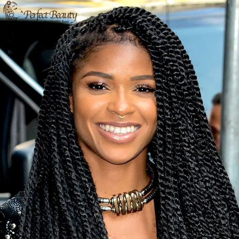 Twists Lace Front Wig With Baby Hair 24 Long Black Senegalese