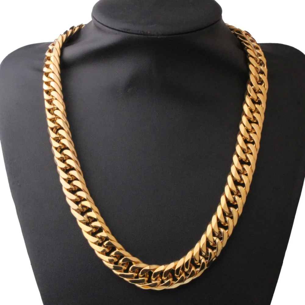 Granny Chic Men's Chain Stainless Steel Necklace for Women Men Gold