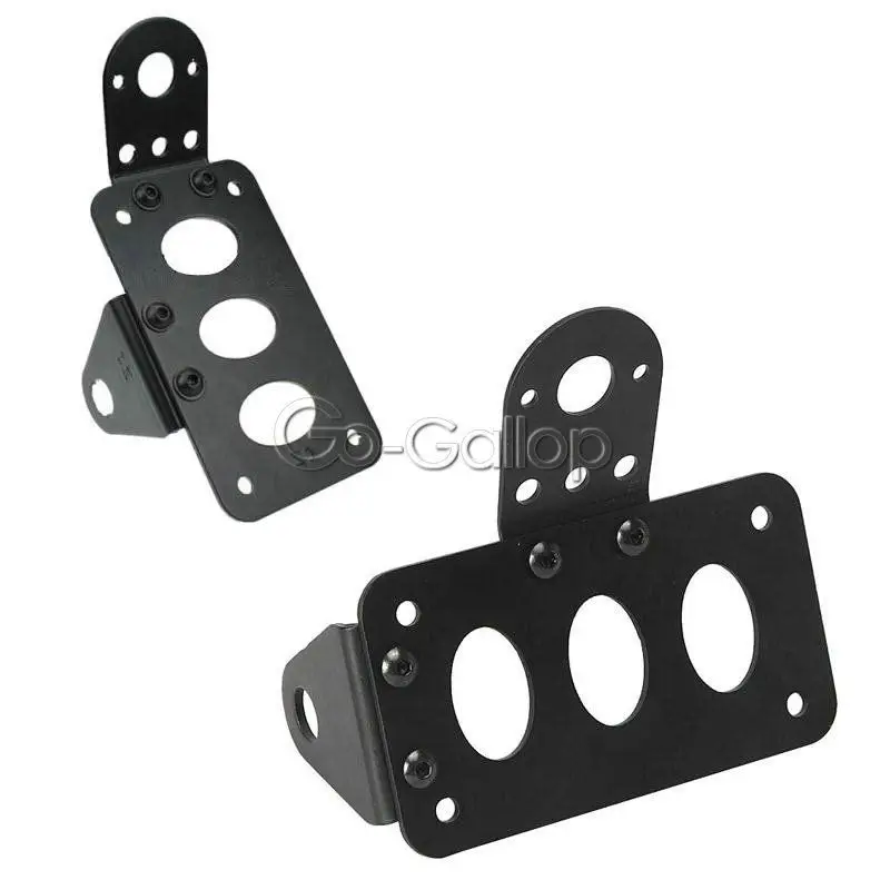 Black Motorcycle 3/4" Axle Side Mount Horizontal Vertical License Plate Holder Bracket For