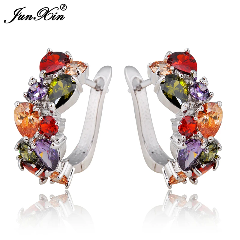 

MultIcolor Zircon Hoop Earrings For Women 10KT White Gold Filled Earring Fashion Jewelry With Gift Box High Quality Ear0055-MC