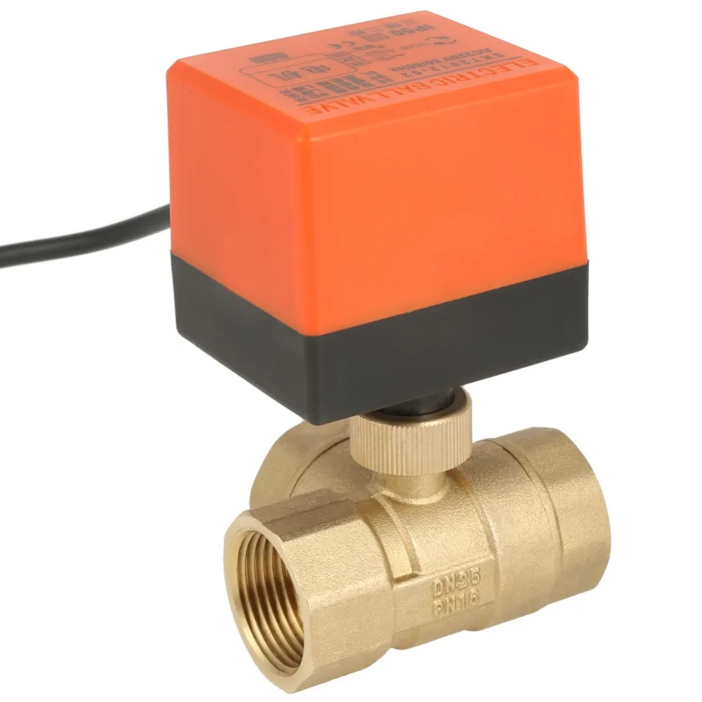 Электромагнитный клапан AC 220V латунь Электрический моторизованный шаровой клапан 3 способа 3 провода для пальцев, искусственные бриллианты, Т-образный 1,6 pa нить DN25 G" 3-ходовой шаровой клапан valvula