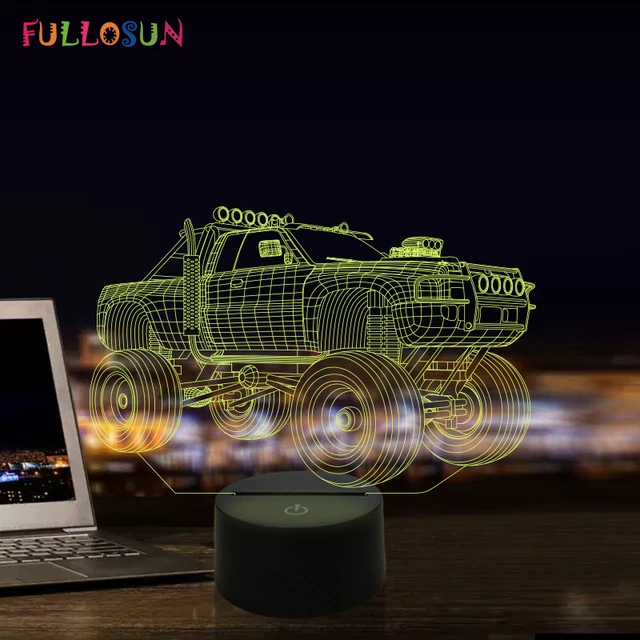 Night Light 3D Mixer Truck Car Model Projector Lamp USB Battery Dual Power Lamp 7 Color LED Lights Bedroom Decora Novelty Light