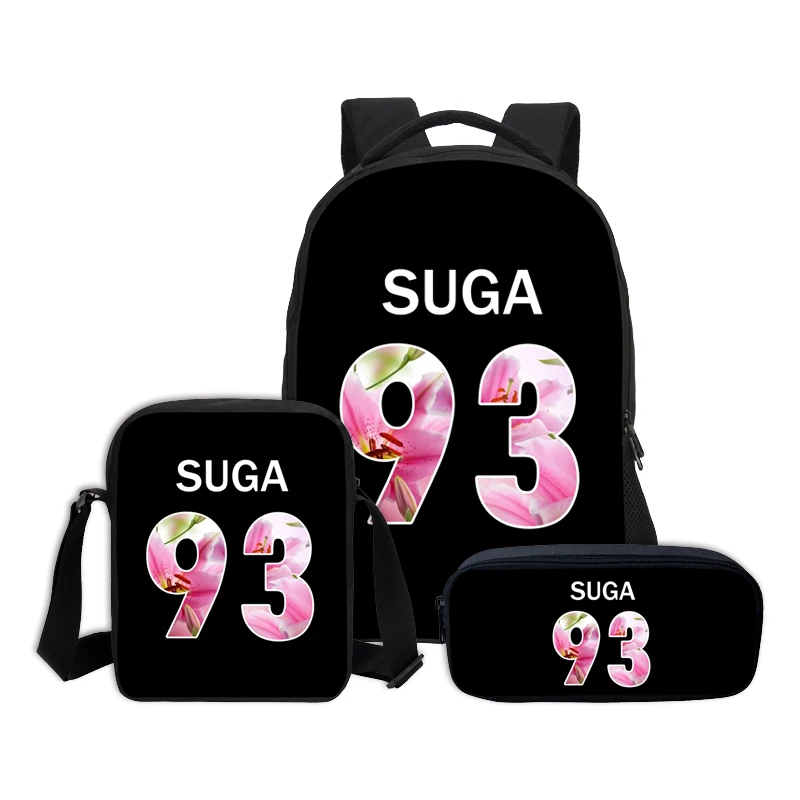 

3 PCS/SET Portfolio For School Girls Boys BTS Letter 3D Printing Backpacks Teenage Bookbag School Bag Fashion Mochila Escolar