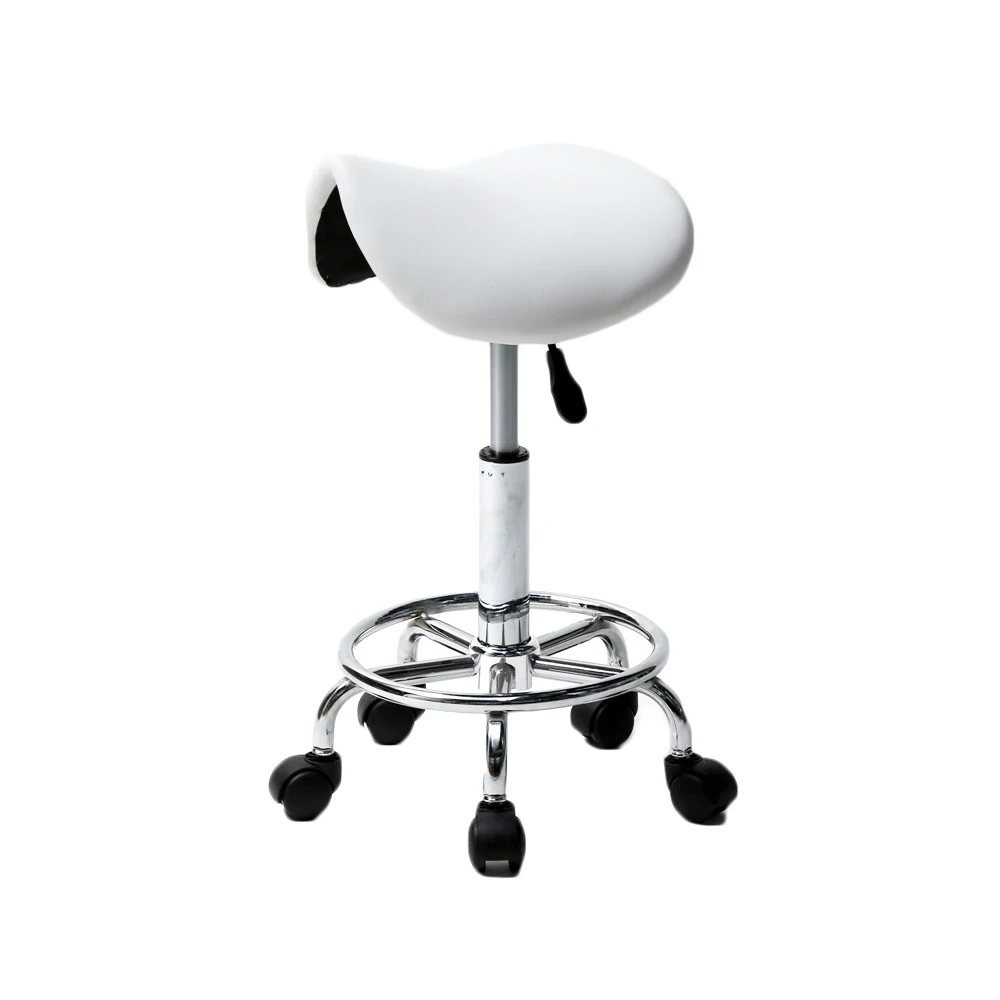 

Modern PU Leather Adjustable Bar Stools Saddle Stool Ha Ha Feet Rotation Barstool White Contemporary Irregular Cafe Swivel Chair
