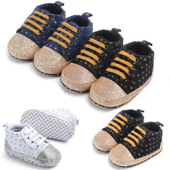 

Spring Canvas Baby Girls Boys Firstwalker Shoes Newborn Bling Bling Stars Infants Sports Sneakers for 0-18M