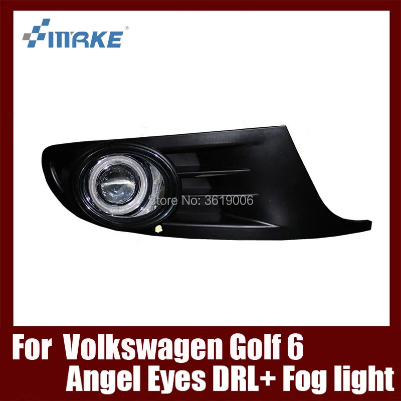 

Fog Lamp Assembly LED Day Light COB Angel Eyes Foglight Daytime Running Light Lens Bumper Complete Set For VW Golf 6 2009-2012
