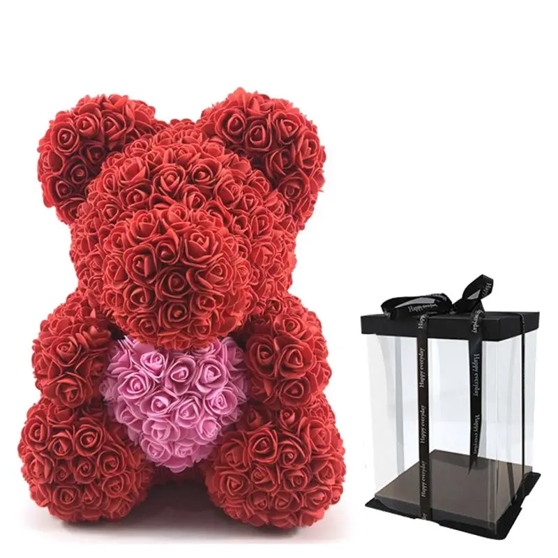 Искусственные цветы Роза медведь ПЭ Пена Цветок плюшевые медведи Валентина подарки на день рождения MAR-14 - Цвет: R